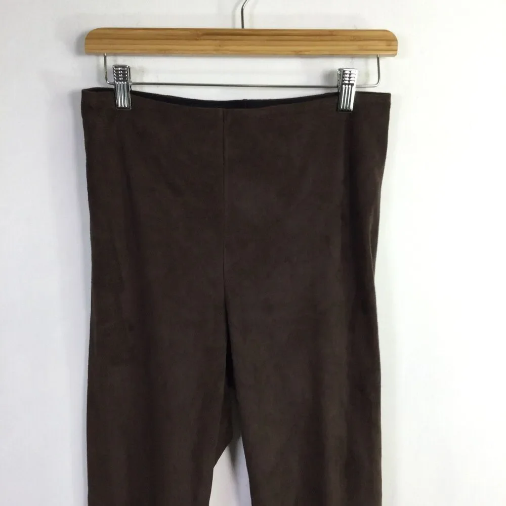 Lysse Womens Faux Suede High Waist Velvet Leggings Pull-On Dark Brown Size M - Picture 6 of 15